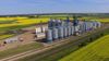 An aerial view of a Providence Grain elevator facility, taken by a drone
